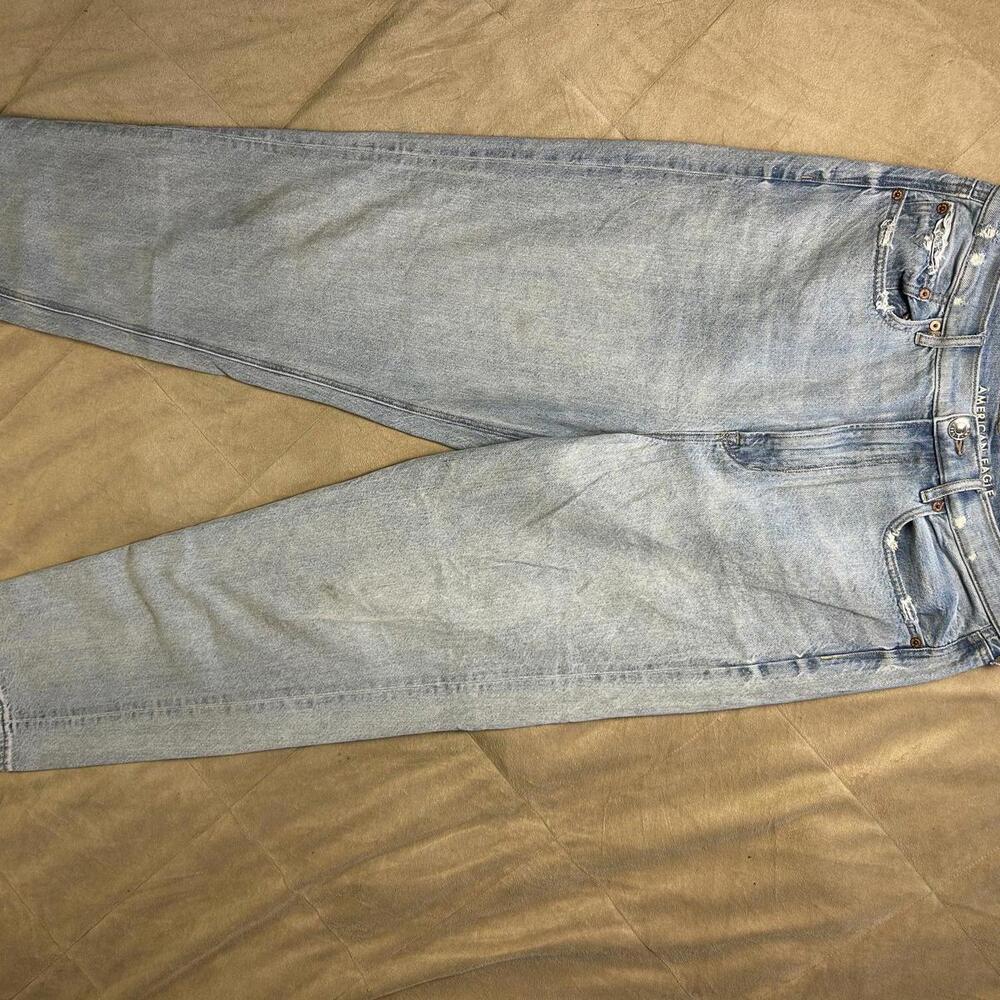 American Eagle Baggy Jeans Women’s 14 Light Wash Straight Leg Denim